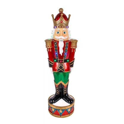 36 in. Pre-Lit Nutcracker Christmas Decoration with Multicolor LED Lights with Hand Painted Details, Plug-In