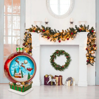 34 in. Santas Sleigh Ornament with Multicolor Lights and Music, Plug-In