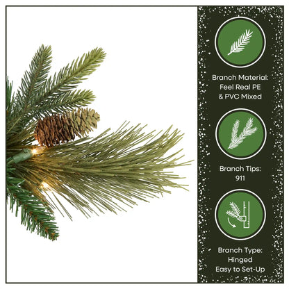 6.5 ft. Pre-Lit Carolina Pine Hinged Tree with Clear Lights