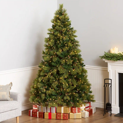 7 ft. Pre-Lit Carolina Pine Hinged Tree with Clear Lights, Plug-In