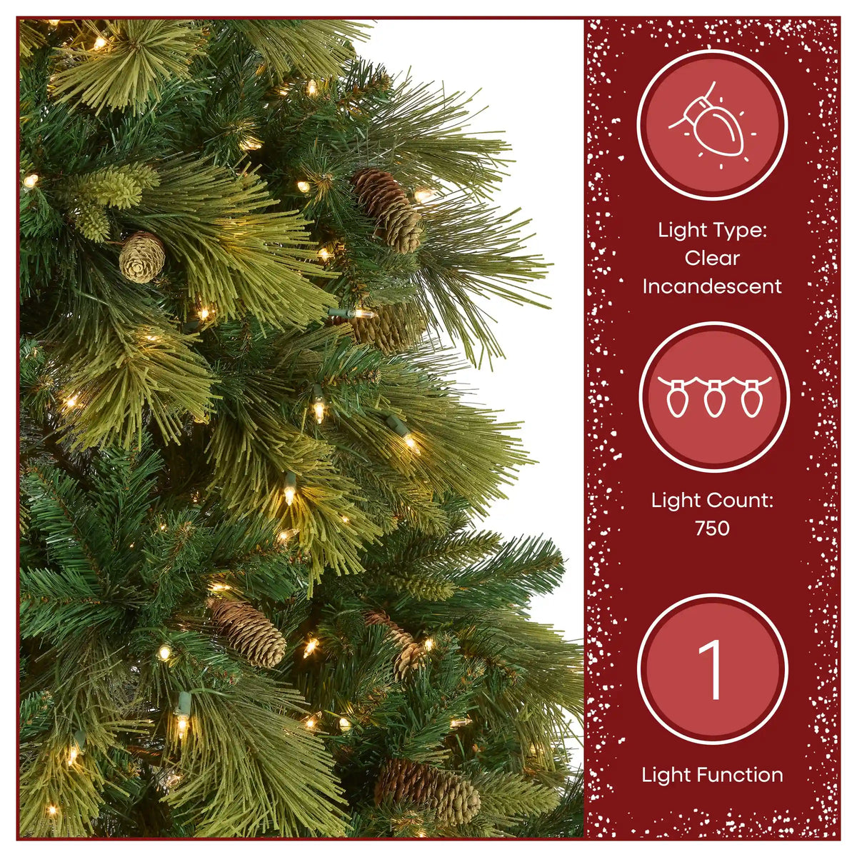 7.5 ft. Pre-Lit Carolina Pine Tree with 750 Clear Lights, Plug-In