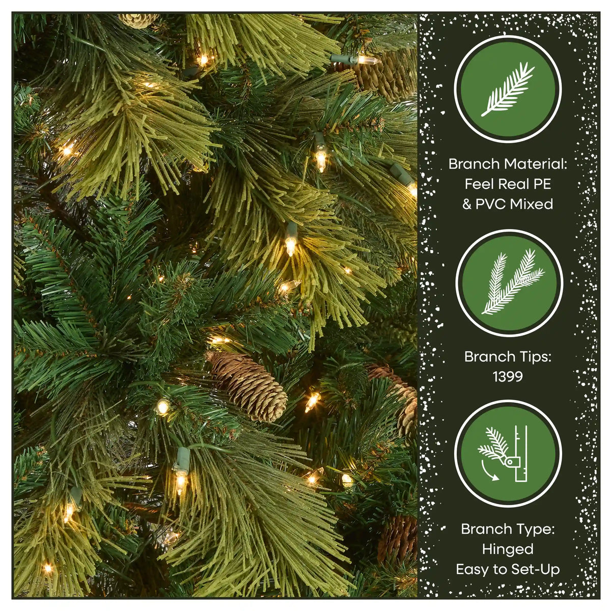 7.5 ft. Pre-Lit Carolina Pine Tree with 750 Clear Lights, Plug-In