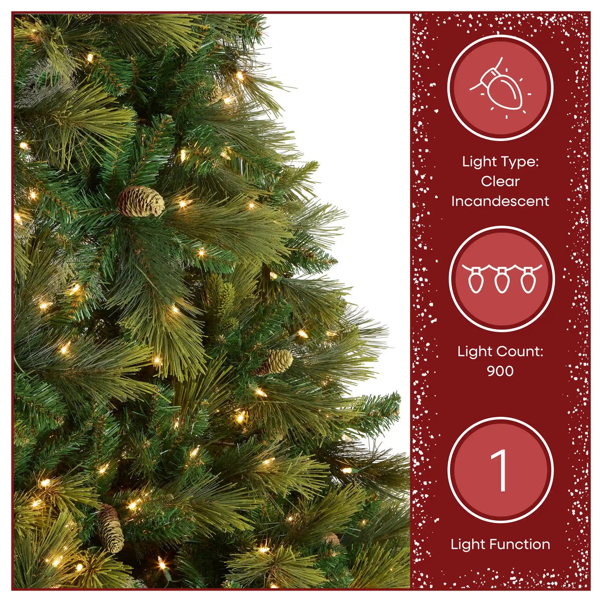 9 ft. Pre-Lit Carolina Pine Hinged Tree  900 Clear Lights