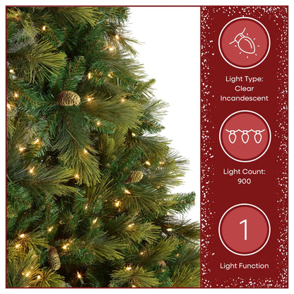 9 ft. Pre-Lit Carolina Pine Hinged Tree  900 Clear Lights