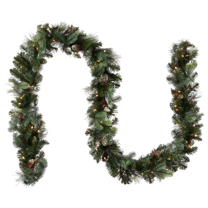 9 ft. Pre-Lit Carolina Pine Garland with Clear Lights, Plug-In