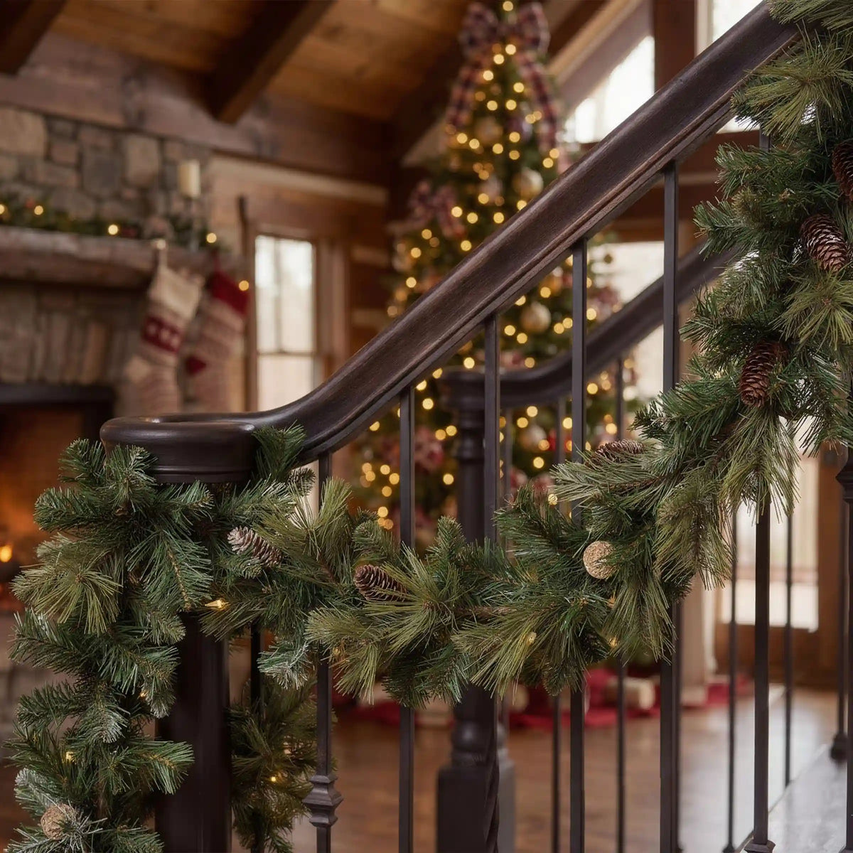 9 ft. Pre-Lit Carolina Pine Garland with Warm White LED Lights