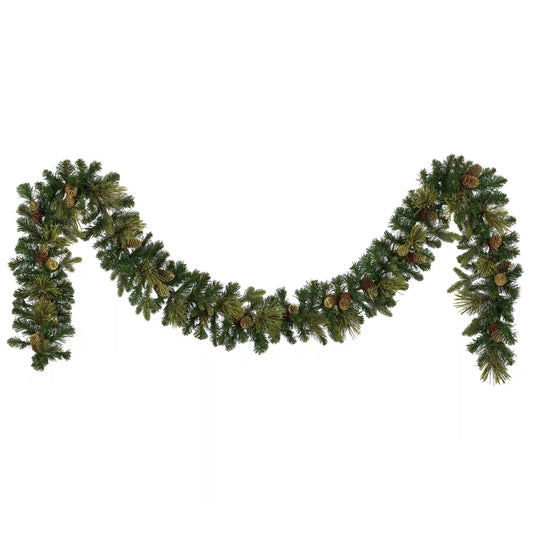 9 ft. Pre-Lit Carolina Pine Garland with Warm White LED Lights