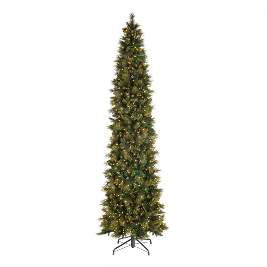 10 ft.Pre-Lit Carolina Pine Slim Tree with Clear Lights, Plug-In