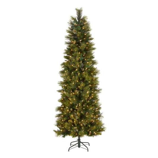 7.5 ft. Pre-Lit Carolina Pine Slim Tree with Clear Lights, Plug-In