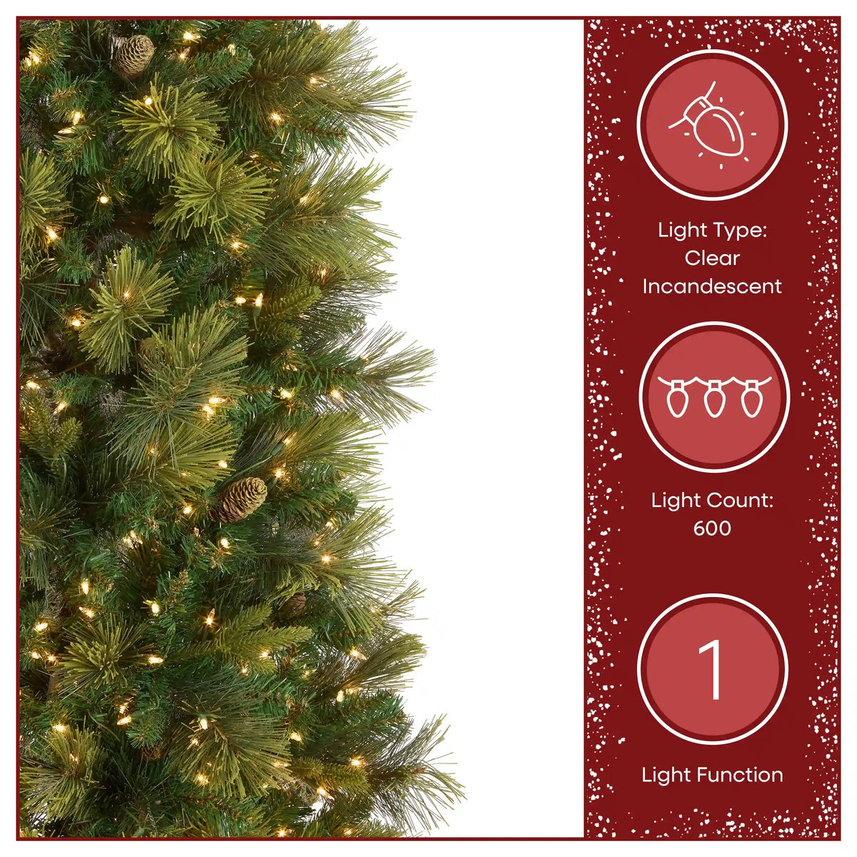 7.5 ft. Pre-Lit Carolina Pine Slim Tree with Clear Lights, Plug-In