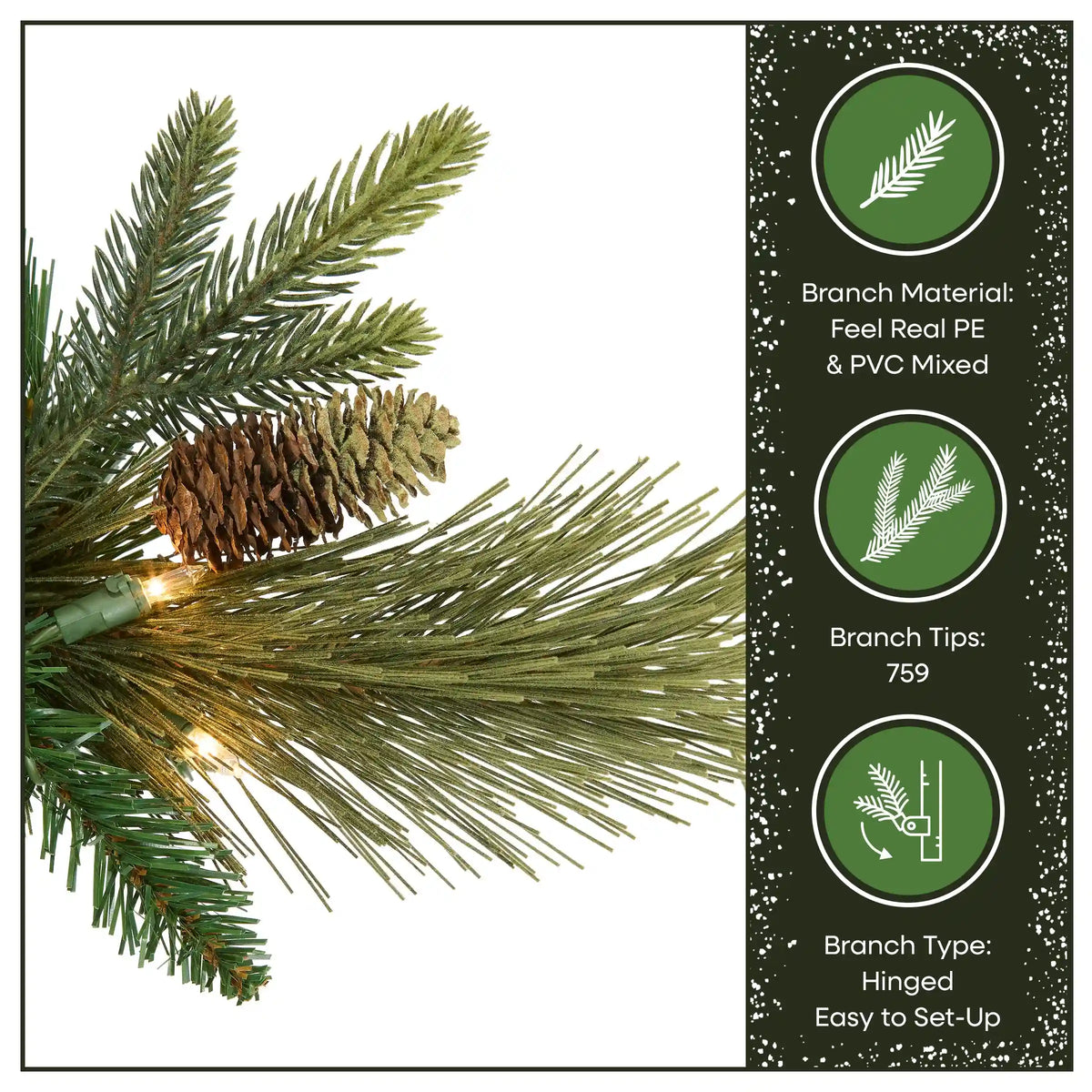7.5 ft. Pre-Lit Carolina Pine Slim Tree with Clear Lights, Plug-In