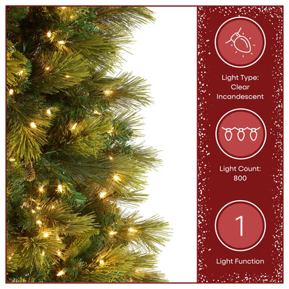 9 ft. Pre-Lit Carolina Pine Slim Tree with Clear Lights