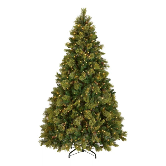 7.5 ft. Pre-Lit Carolina Pine Hinged Tree with 1000 Clear Lights, Plug-In