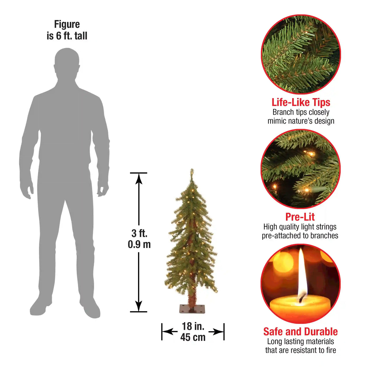 3 ft. Pre-Lit Hickory Cedar Tree with Clear Lights, Plug-In