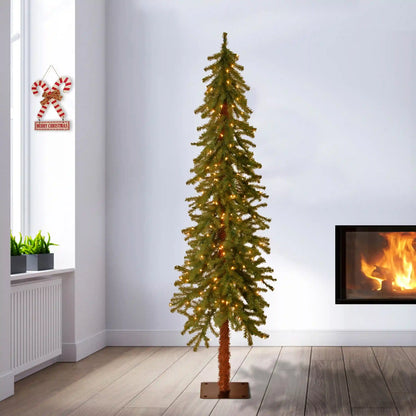 6 ft. Pre-Lit Hickory Cedar Tree with Clear Lights, Plug-In
