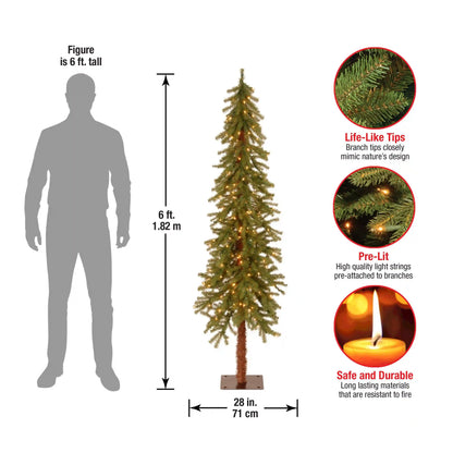 6 ft. Pre-Lit Hickory Cedar Tree with Clear Lights, Plug-In