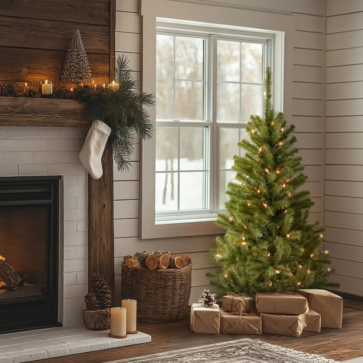 4 ft. Pre-Lit Canadian Fir Tree with Clear Lights, Plug-In