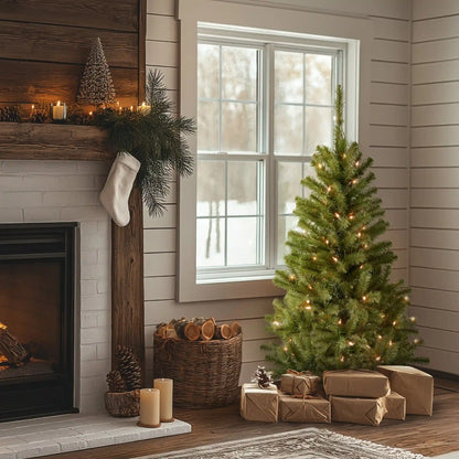 4 ft. Pre-Lit Canadian Fir Tree with Clear Lights, Plug-In