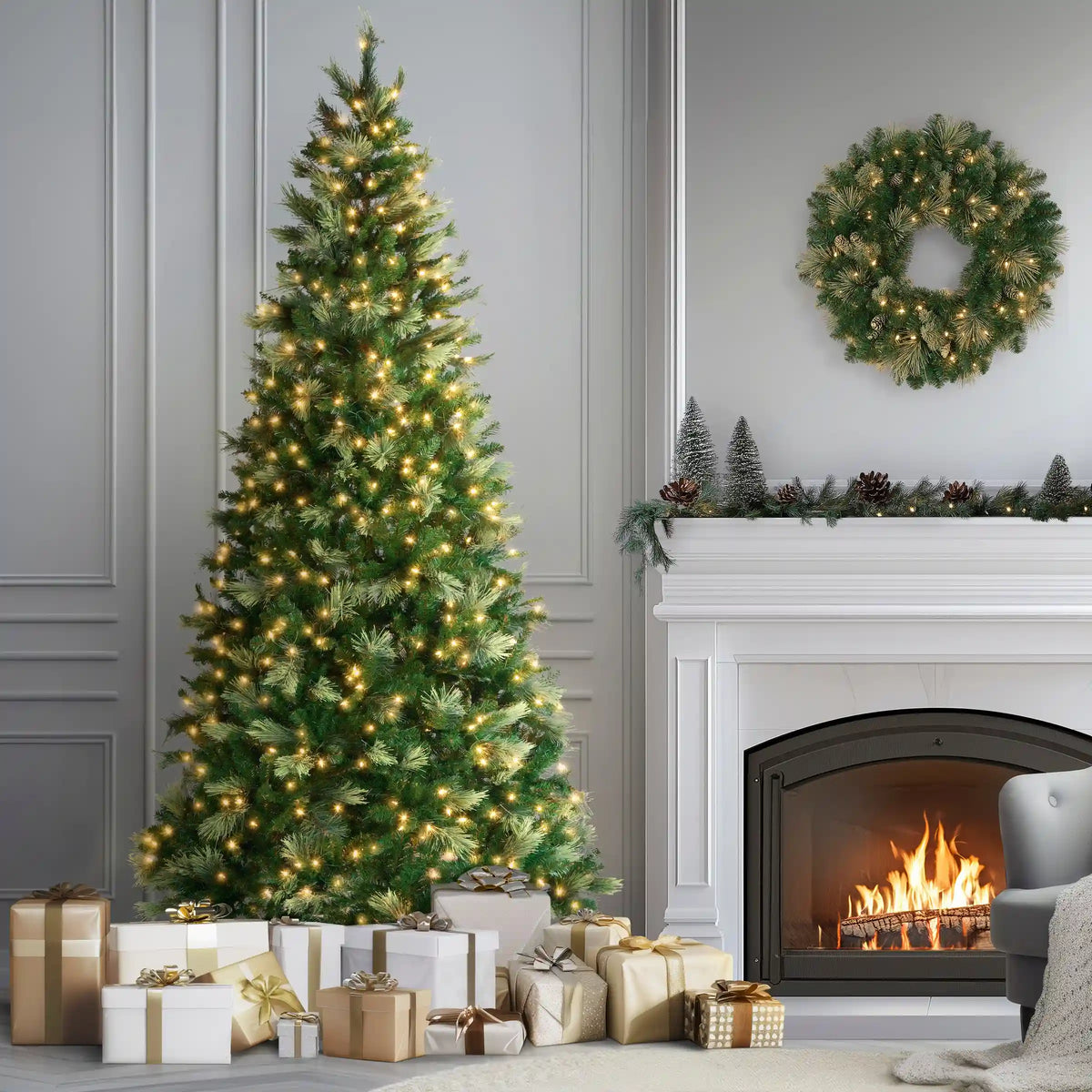 9 ft. Pre-Lit Charleston Pine Tree with Clear Lights