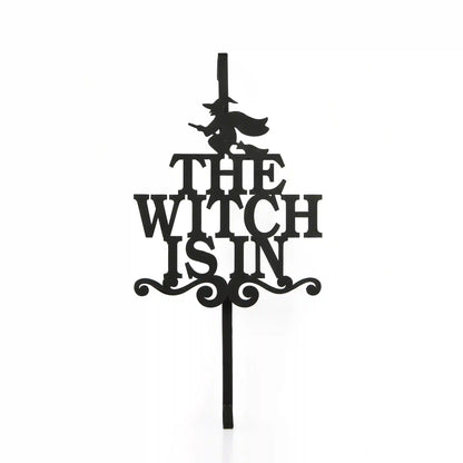 18 in. Halloween The Witch Is In Metal Wreath Hanger
