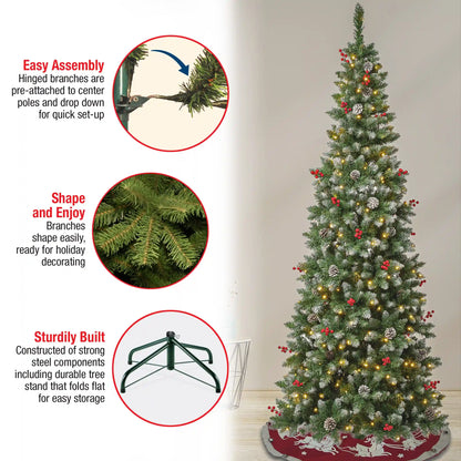 7.5 ft. Pre-Lit Cullen Slim Tree with Warm White LED Lights, Plug-In