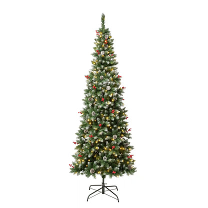 7.5 ft. Pre-Lit Cullen Slim Tree with Warm White LED Lights, Plug-In