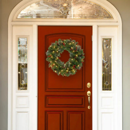 24 in. Pre-Lit Crestwood Spruce Wreath with Twinkly LED Lights, Plug-In