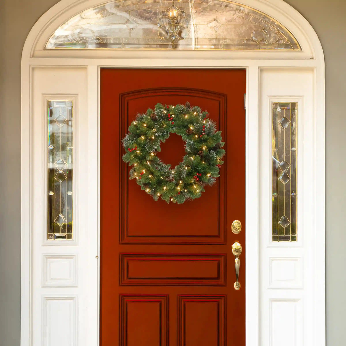 30 in. Pre-Lit Crestwood Spruce Wreath with Twinkly LED Lights, Plug-In