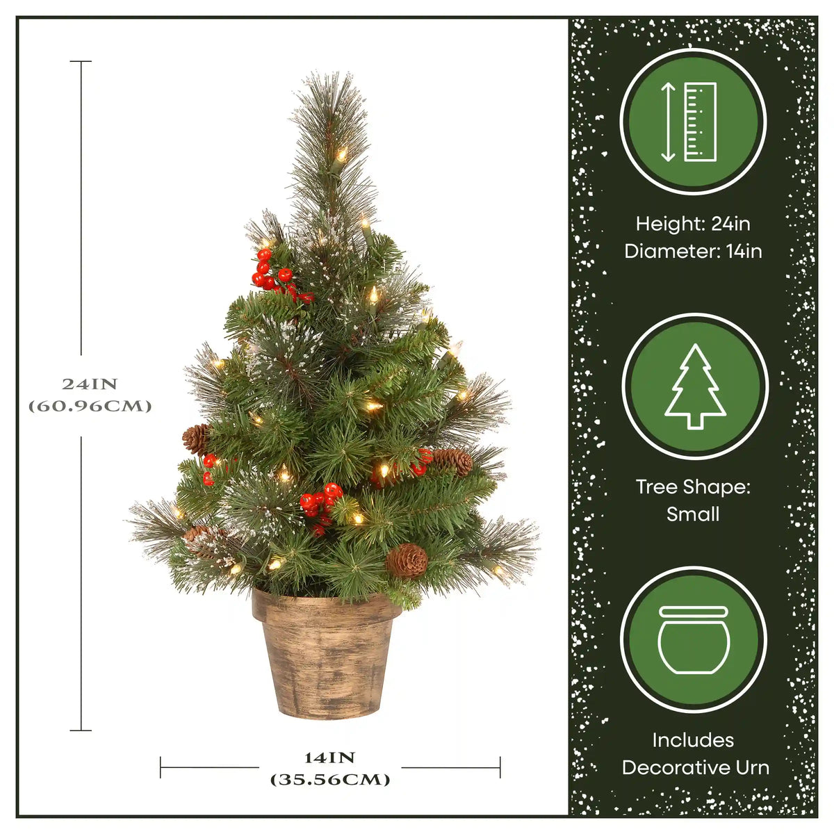 2 ft. Pre-Lit Crestwood Spruce Entrance Tree with Clear Lights, Plug-In