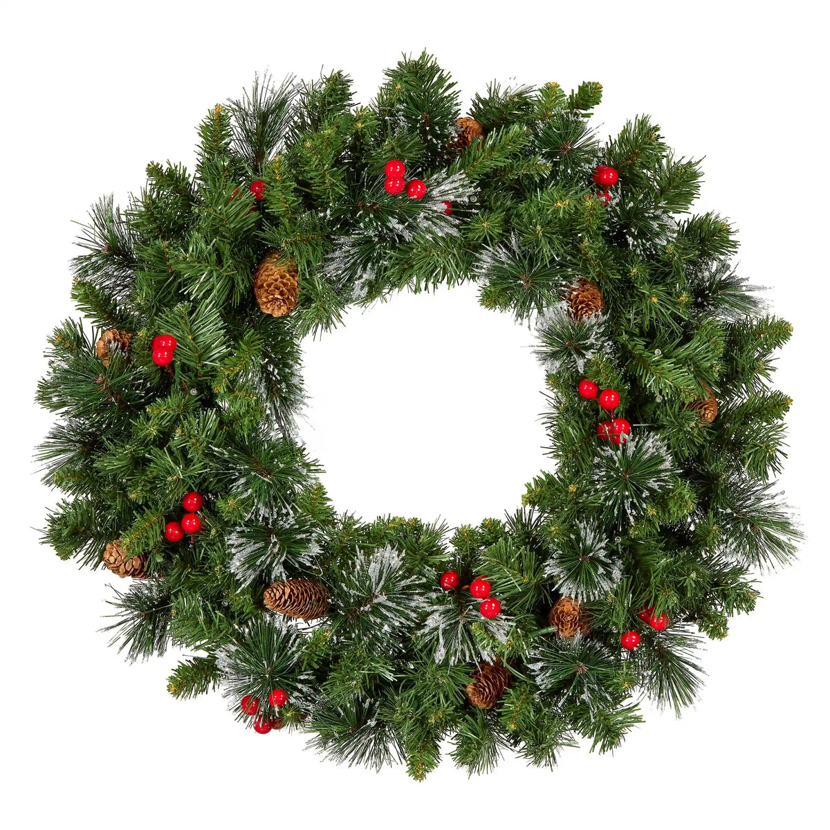 24 in. Pre-Lit Crestwood Spruce Wreath with Clear Lights, Plug-In