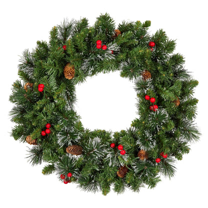 36 in. Pre-Lit Crestwood Spruce Wreath with Clear Lights, Plug-In