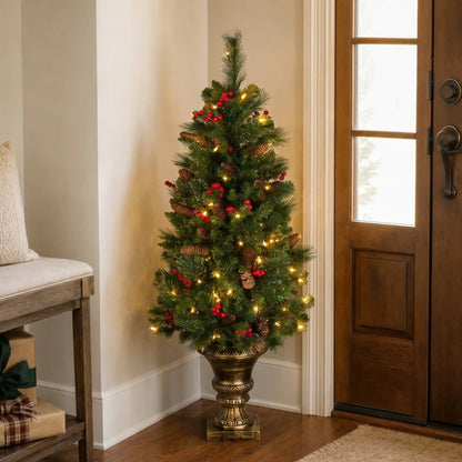4 ft. Pre-Lit Crestwood Spruce Entrance Tree with Clear Lights, Plug-In