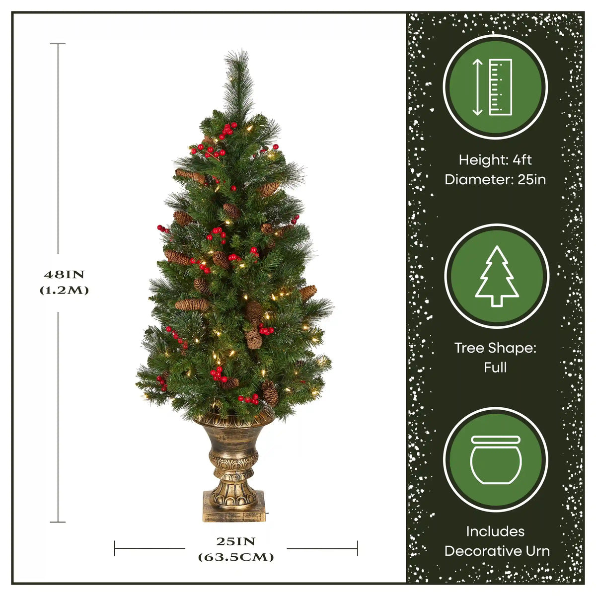 4 ft. Pre-Lit Crestwood Spruce Entrance Tree with Clear Lights, Plug-In