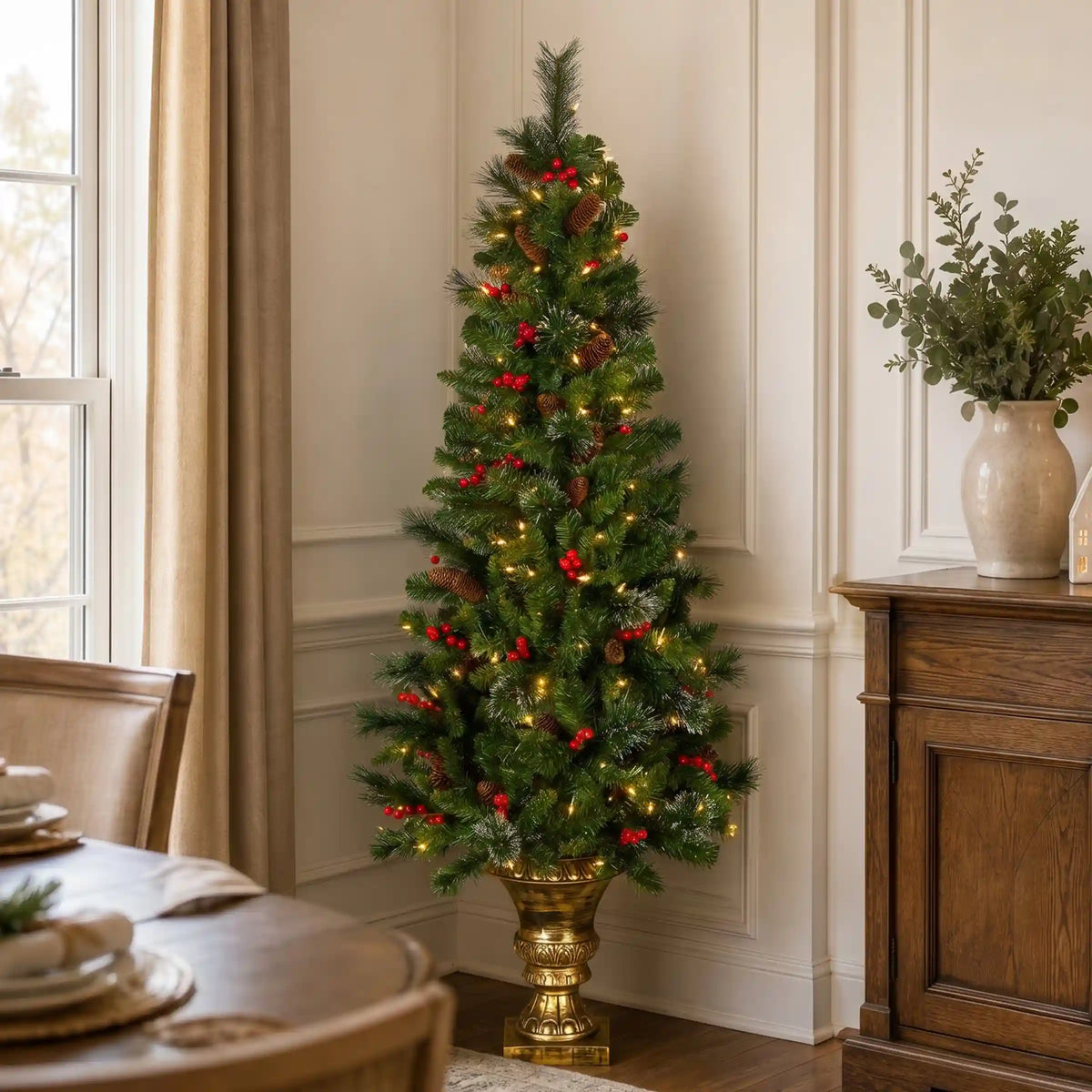 5 ft. Pre-Lit Crestwood Spruce Entrance Tree with Clear Lights