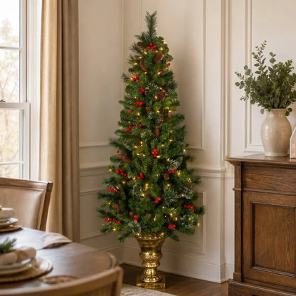 5 ft. Pre-Lit Crestwood Spruce Entrance Tree with Clear Lights