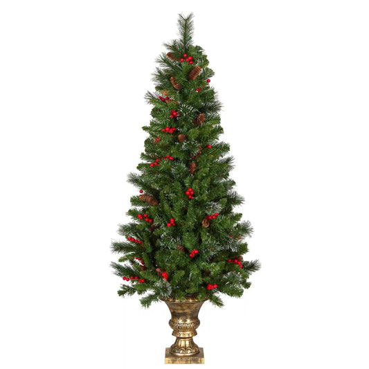 5 ft. Pre-Lit Crestwood Spruce Entrance Tree with Clear Lights