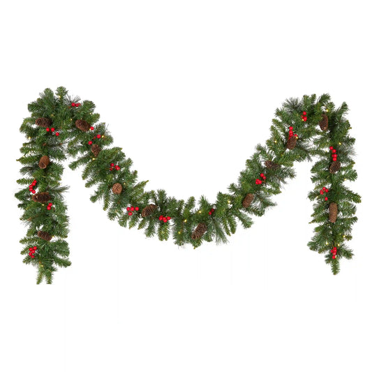 9 ft. Pre-Lit Crestwood Spruce Garland with Clear Lights, Plug-In