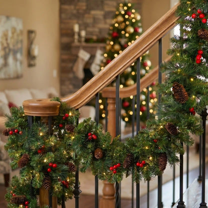 9 ft. Pre-Lit Crestwood Spruce Garland with Warm White LED Lights