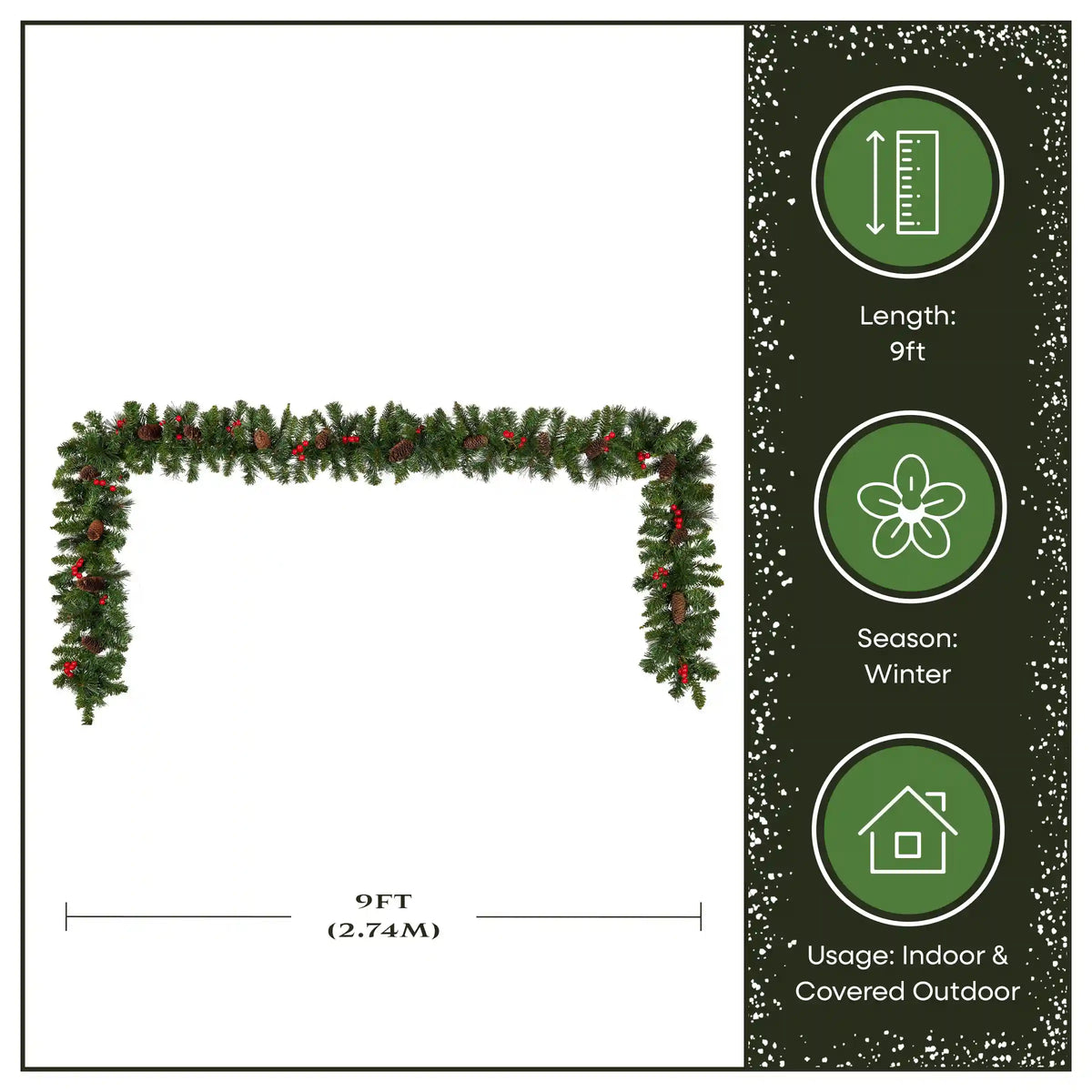 9 ft. Pre-Lit Crestwood Spruce Garland with Warm White LED Lights