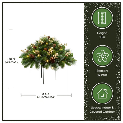 18 in. Crestwood Gold Spruce Urn Filler with Warm White LED Lights
