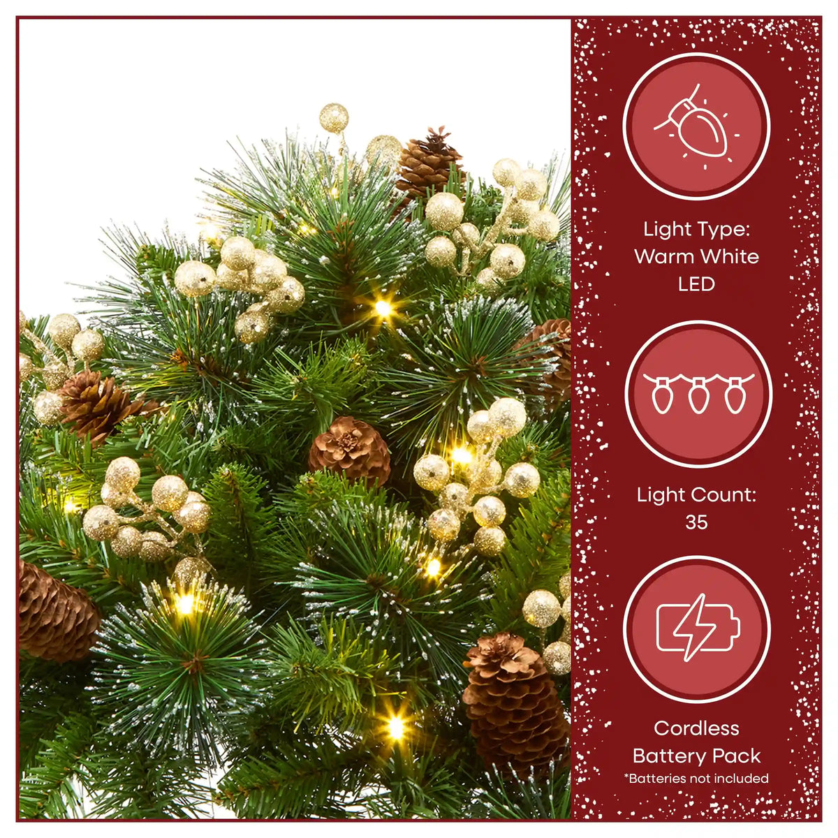 18 in. Crestwood Gold Spruce Urn Filler with Warm White LED Lights