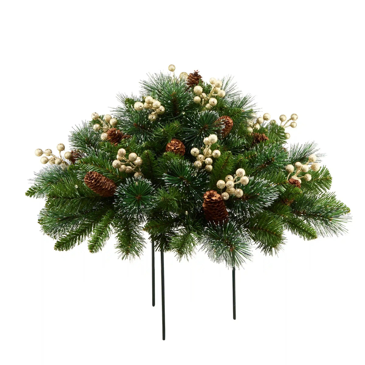 18 in. Crestwood Gold Spruce Urn Filler with Warm White LED Lights
