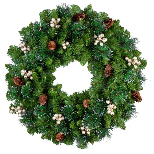 24 in. Crestwood Gold Spruce Wreath with Warm White LED Lights