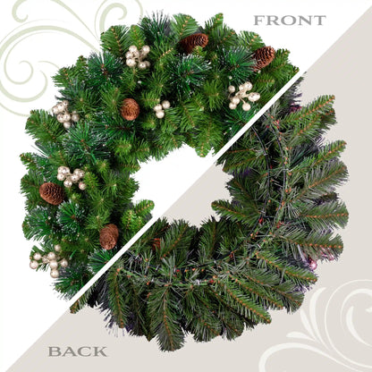 24 in. Crestwood Gold Spruce Wreath with Warm White LED Lights
