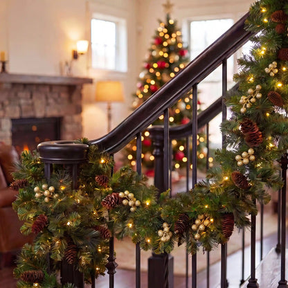 9 ft. Crestwood Gold Spruce Garland with Warm White LED Lights