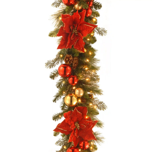 9 ft. Pre-Lit Decorative Collection Holiday Garland with Clear Lights, Plug-In