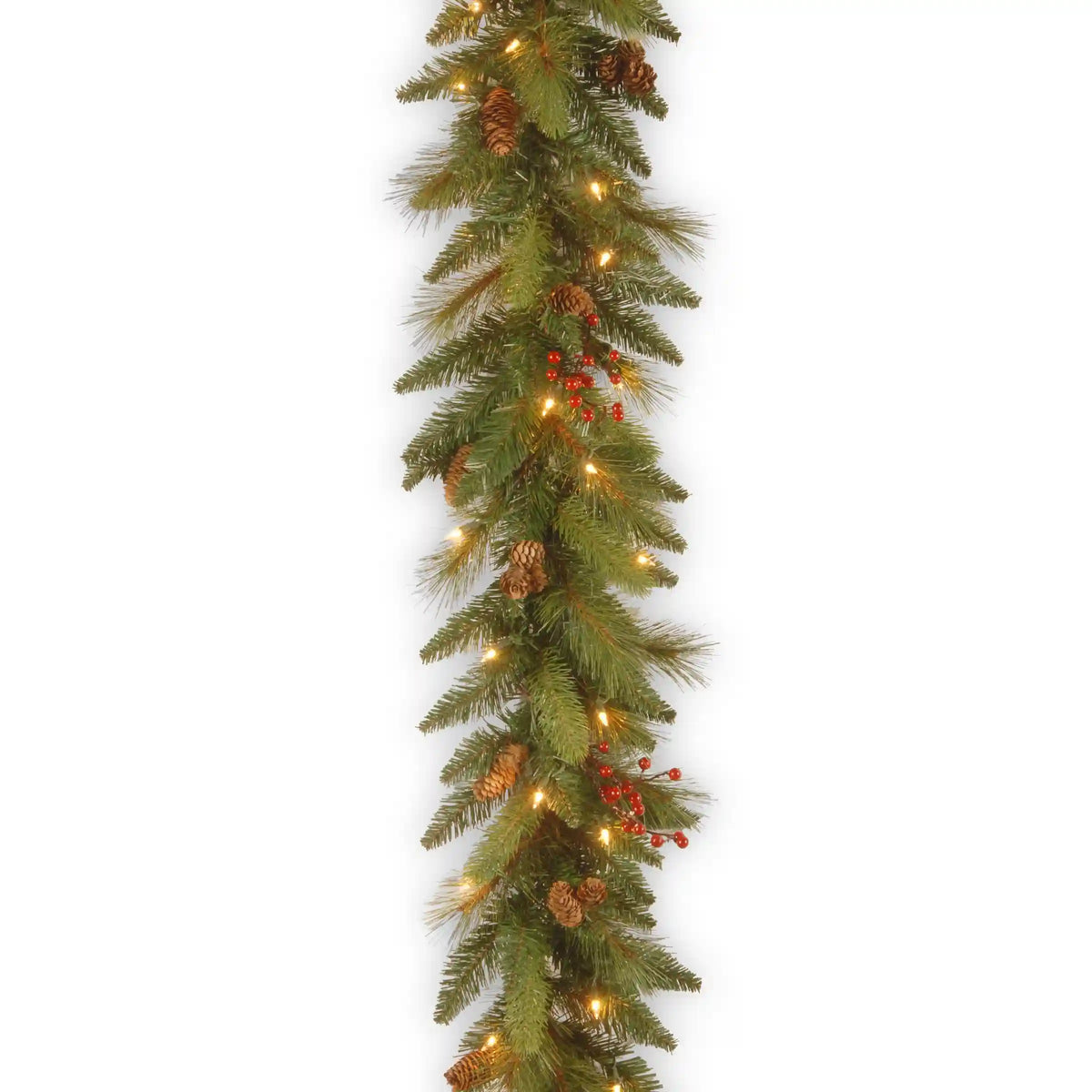 6 ft. Pre-Lit Long Needle Pine Cone Garland with Clear Lights, Plug-In