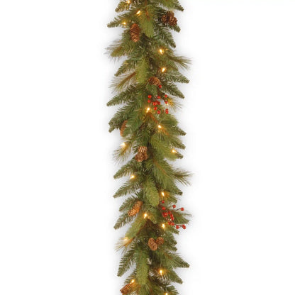 6 ft. Pre-Lit Long Needle Pine Cone Garland with Clear Lights, Plug-In