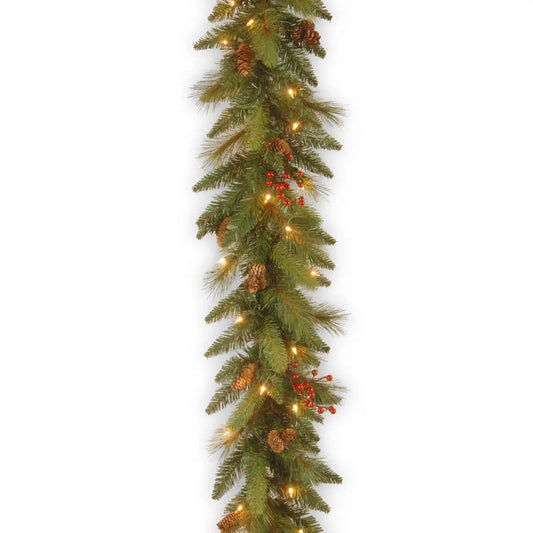 6 ft. Pre-Lit Long Needle Pine Cone Garland with Clear Lights, Plug-In