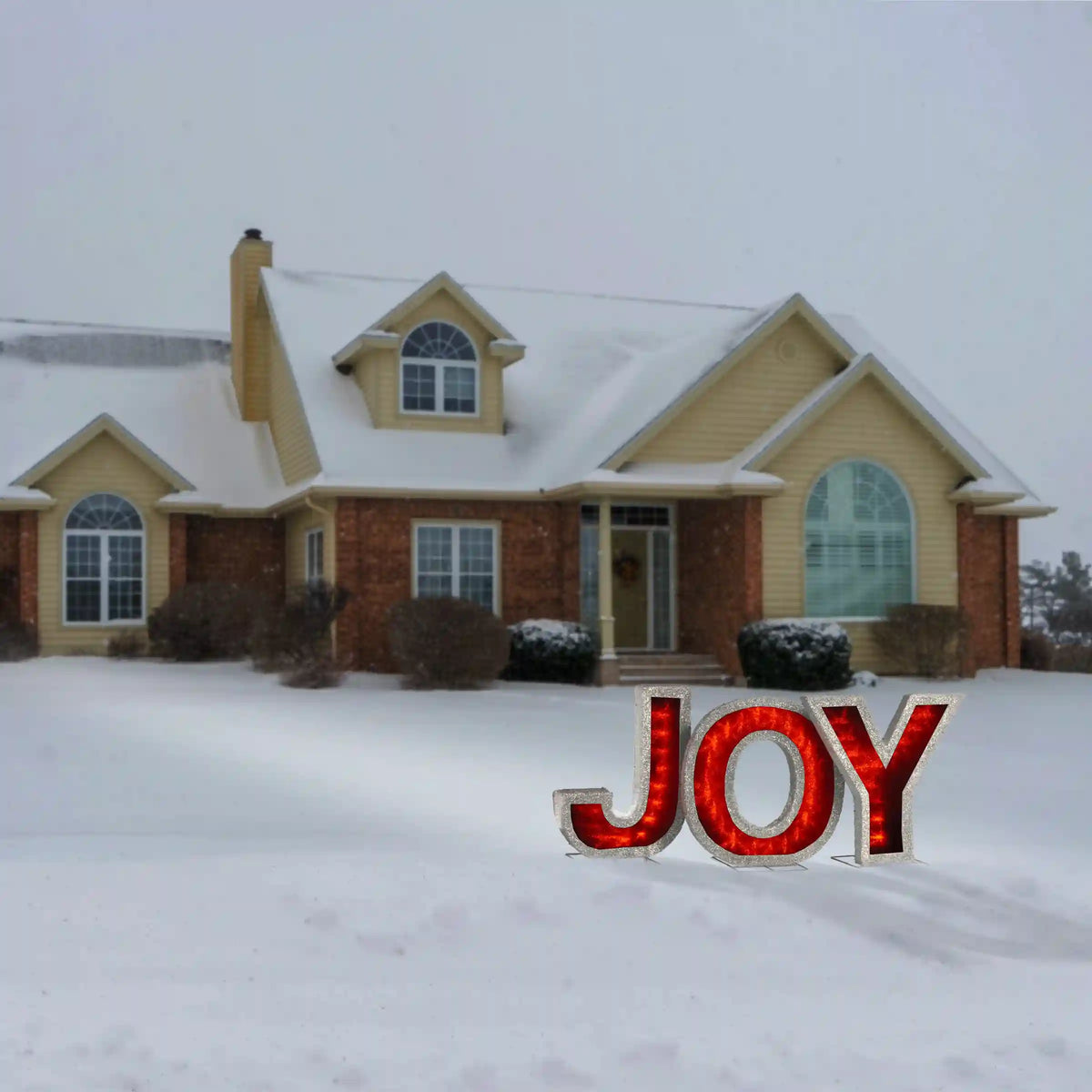 Pre-Lit LED JOY Decoration, Plug-In